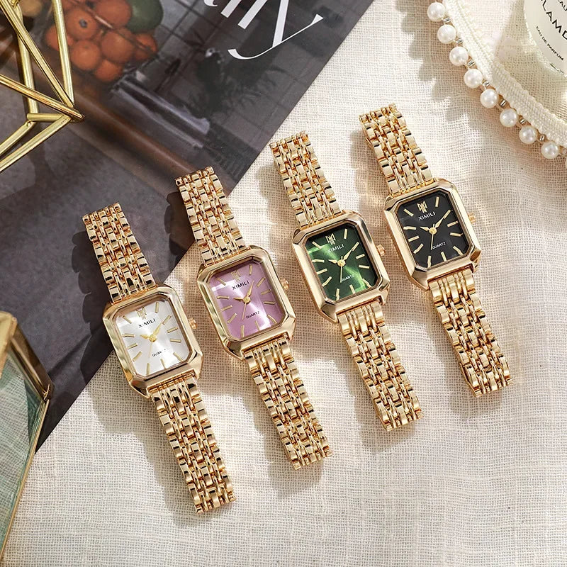 2024 Hot Brand Stainless Steel Strap Watch Women Luxury Gift Quartz Wristwatch Student Fashion Simple Square Quartz Watches