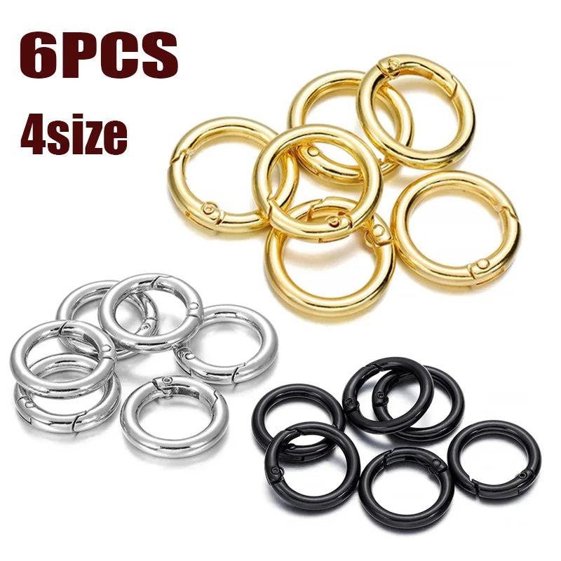 6Pcs/lot Metal Spring Gate O Ring Bag Buckle Metal Clasps Carabiner Snap Hook Spring Keyring DIY Bag Luggage Jewelry Accessories