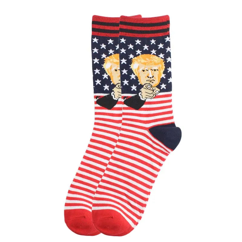 2024 President Donald Trump Spoof Funny Socks Men Women Character Abstract 3D Fake Hair Trump Crew Sokken Homme Dropship