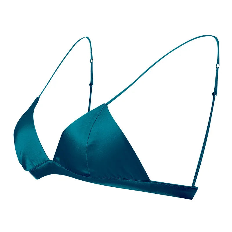 Silk Bra WomenFrench Silk Underwear Women Comfortable No Trace Mulberry Silk No Steel Ring Triangle Cup Bra Lenceria Para Damas