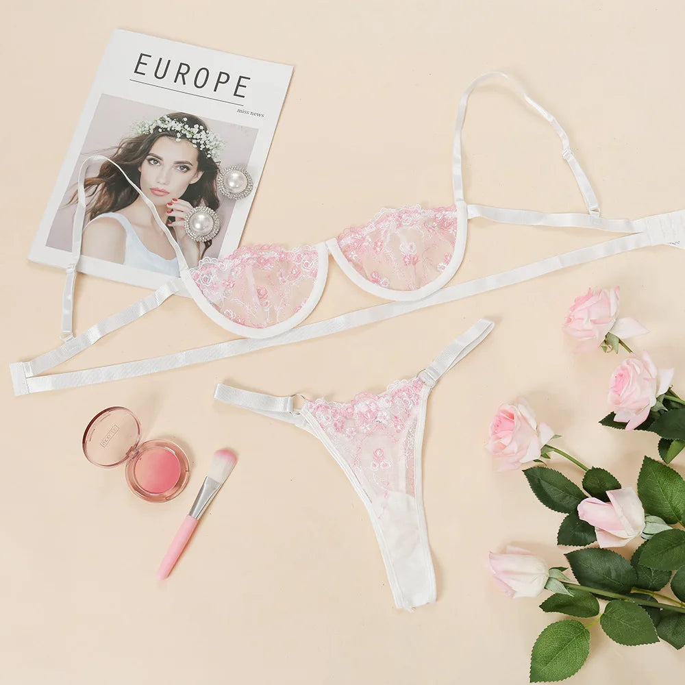 Lingerie Bra Set Floral Women's