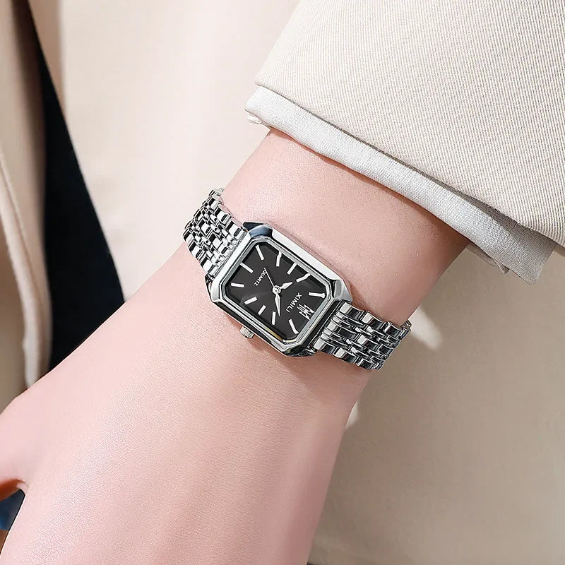 2024 Hot Brand Stainless Steel Strap Watch Women Luxury Gift Quartz Wristwatch Student Fashion Simple Square Quartz Watches