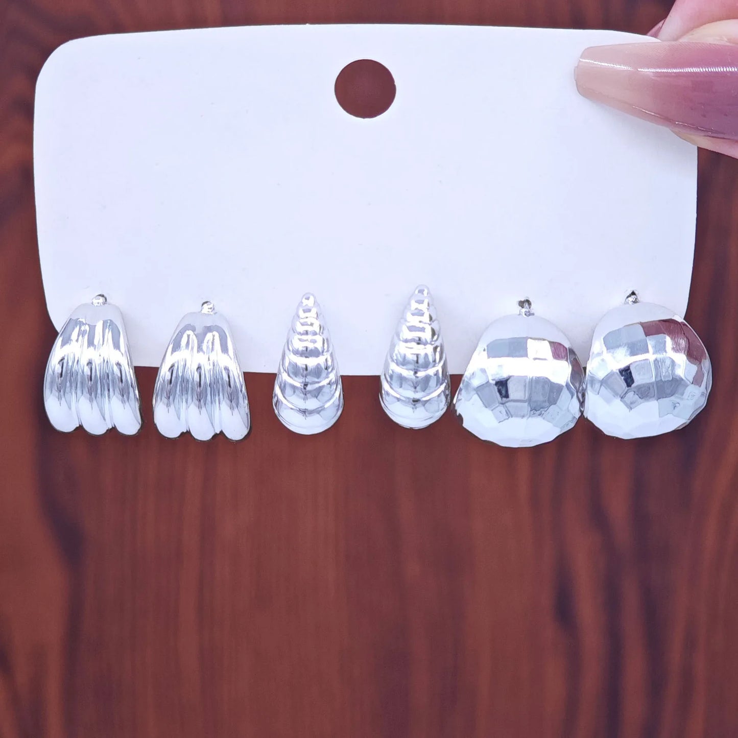 6pcs European and American cross-border new fashionable minimalist creative and personalized C-shaped water droplets C-earrings